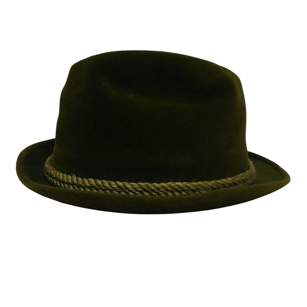 Vintage P&C Habig Vienna Ventilo John Helmer Green Velvet Rope Detail Fedora Hat - Picture 4 of 10